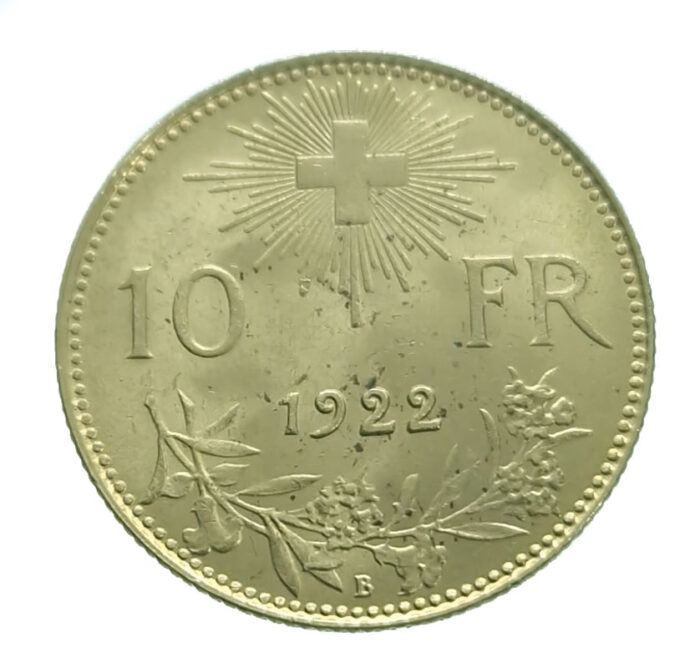 Switzerland 10 Francs 1922 Gold Extremely Fine - Asian African Art