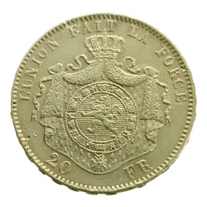 Belgium 20 Francs 1877 Leopold II