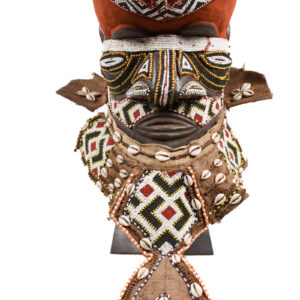 Royal Mask - Beads, Cauri, Wood - Bwoom - Kuba - DR Congo