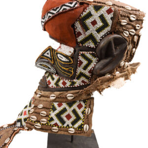 Royal Mask - Beads, Cauri, Wood - Bwoom - Kuba - DR Congo