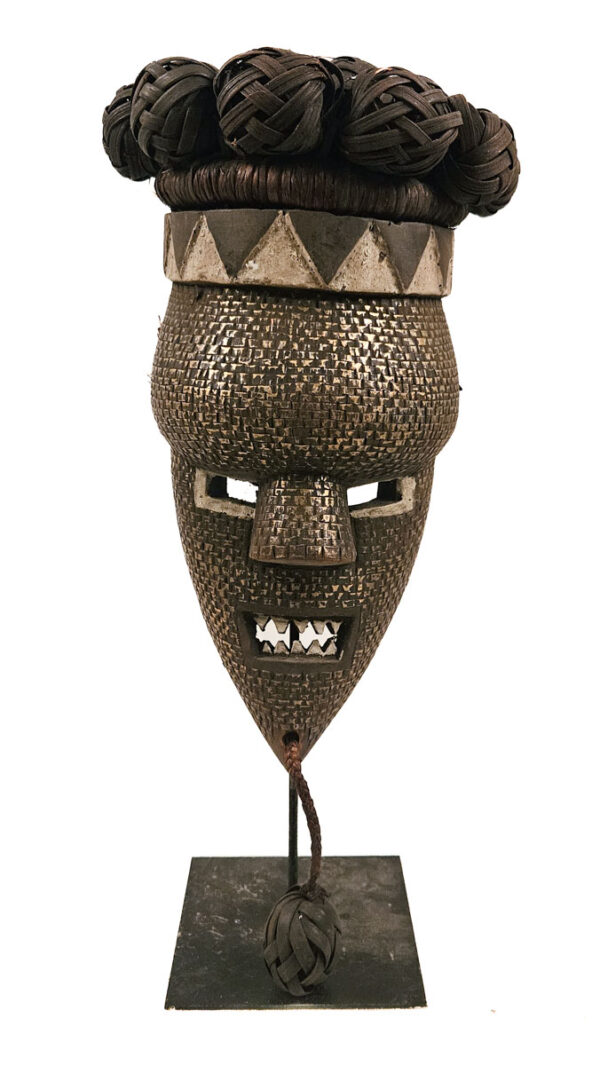 Initiation mask - Copper, Plant fibre, Wood - Salampasu - Congo