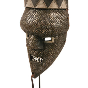 Initiation mask - Copper, Plant fibre, Wood - Salampasu - Congo