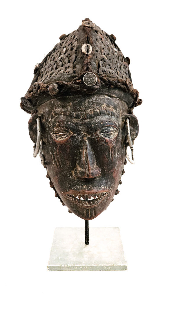 Mask - Wood, Buttons - Lwena - Angola