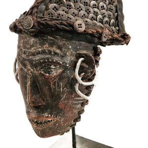 Mask - Wood, Buttons - Lwena - Angola