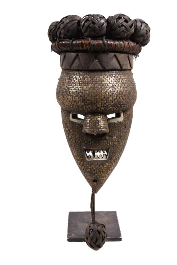 Initiation mask - Copper, Plant fibre, Wood - Salampasu - Congo