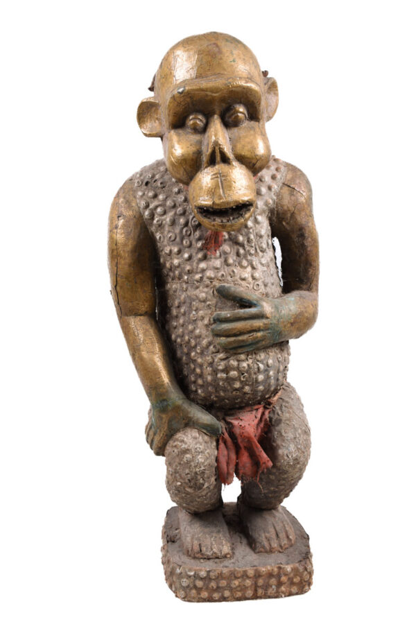 Monkey Figure - Wood, Copper - Bulu - Cameroon