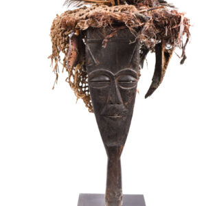 Lele Mask - Wood, Plant fibre, Feathers - KUBA - Congo