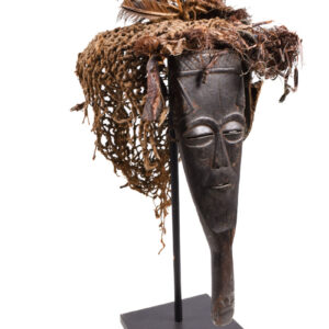 Lele Mask - Wood, Plant fibre, Feathers - KUBA - Congo