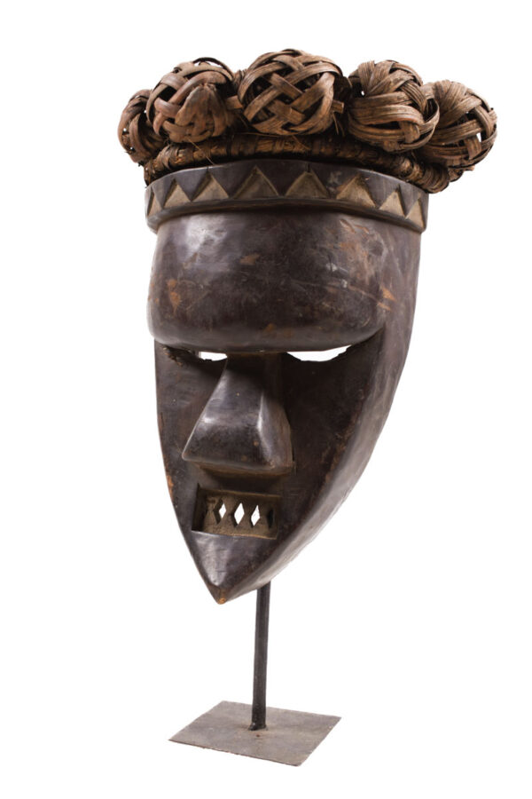 Initiation mask - Plant fibre, Wood - Salampasu - Congo