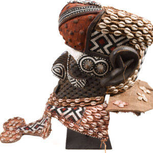 Royal Mask - Beads, Cauri, Wood - Bwoom - Kuba - DR Congo