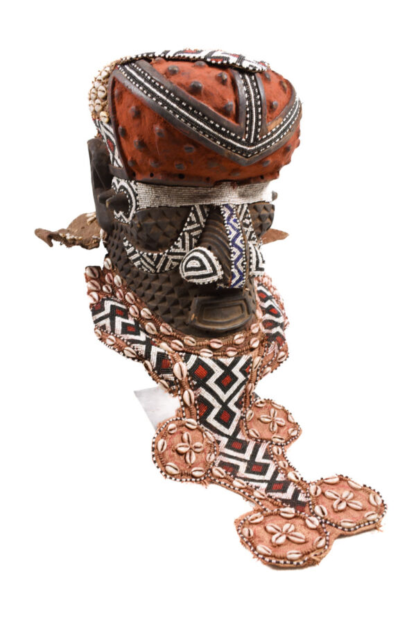 Royal Mask - Beads, Cauri, Wood - Bwoom - Kuba - DR Congo