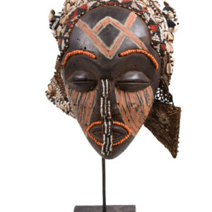 Mask - Beads, Cauris, Plant fibre, Wood - Ngaady A Waash Bushoong - Kuba - Congo