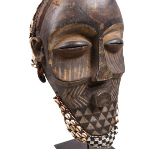 Tribal Mask - Beads, Cauri, Wood - Biombo - Kuba - DR Congo