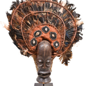 Chihongo Mask - Feathers, Wood - Chokwe - DR Congo