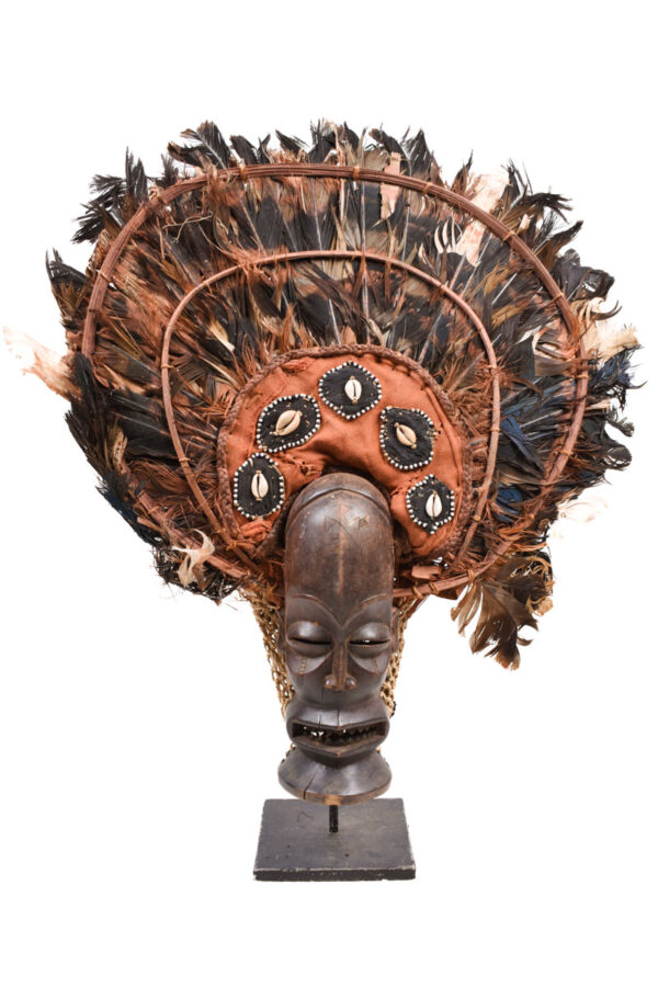 Chihongo Mask - Feathers, Wood - Chokwe - DR Congo