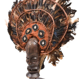 Chihongo Mask - Feathers, Wood - Chokwe - DR Congo