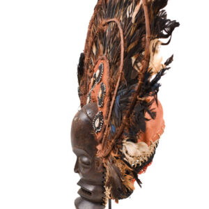 Chihongo Mask - Feathers, Wood - Chokwe - DR Congo