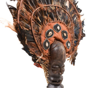 Chihongo Mask - Feathers, Wood - Chokwe - DR Congo