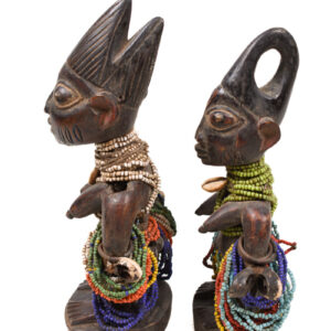 Ibeji Twins - Glass beads, Wood, Cauri shells - Yoruba - Nigeria