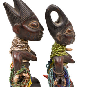 Ibeji Twins - Glass beads, Wood, Cauri shells - Yoruba - Nigeria