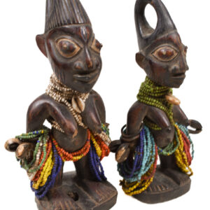 Ibeji Twins - Glass beads, Wood, Cauri shells - Yoruba - Nigeria