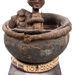 Divination Bowl - Wood, Terracotta - Songye - Congo