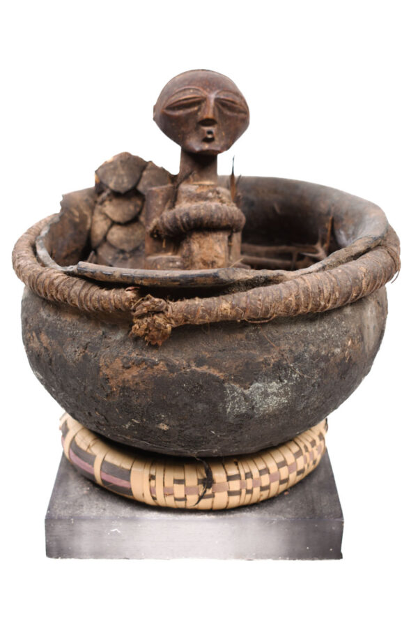 Divination Bowl - Wood, Terracotta - Songye - Congo