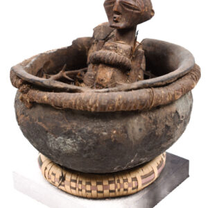 Divination Bowl - Wood, Terracotta - Songye - Congo