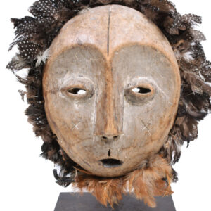 Mask - Wood - Lega, Feathers - Congo