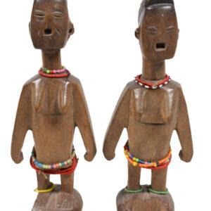 Venavi twin figure - Wood, Beads - Ewe - Togo